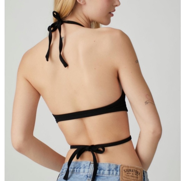 SOLD Urban Outfitters Out From Under XS/S Black Strappy Crop Top Cut outs - Picture 5 of 8